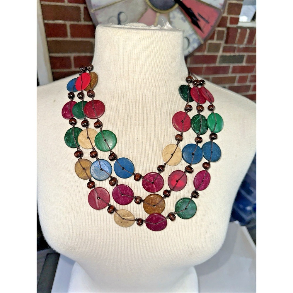 Wooden Bead Necklace Statement Boho Beaded Necklace